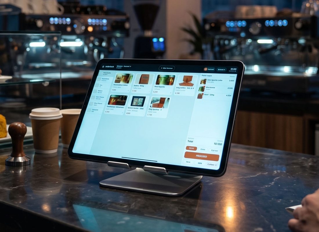 The POS.TECH till on an iPad at the counter