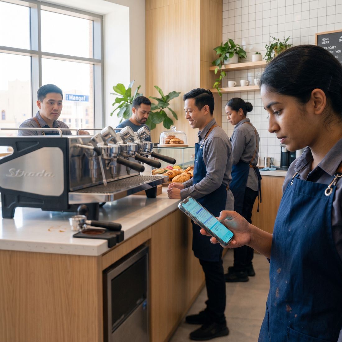 Staff checking their shift in the Tartib app